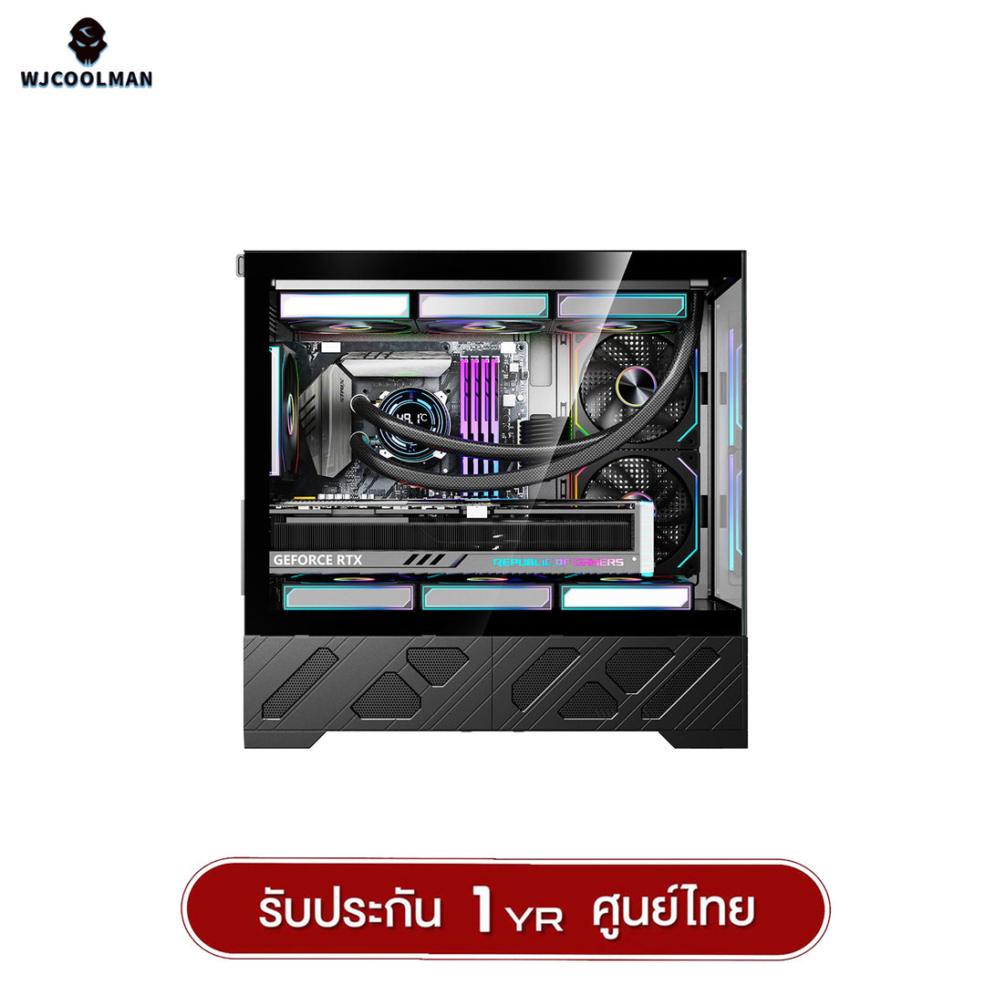 เคสคอมพิวเเตอร์ WJCOOLMAN 215 MATX-X LCD-SubScreen Panorama Tempered Glass Gaming Case รับประกัน 1 ปี