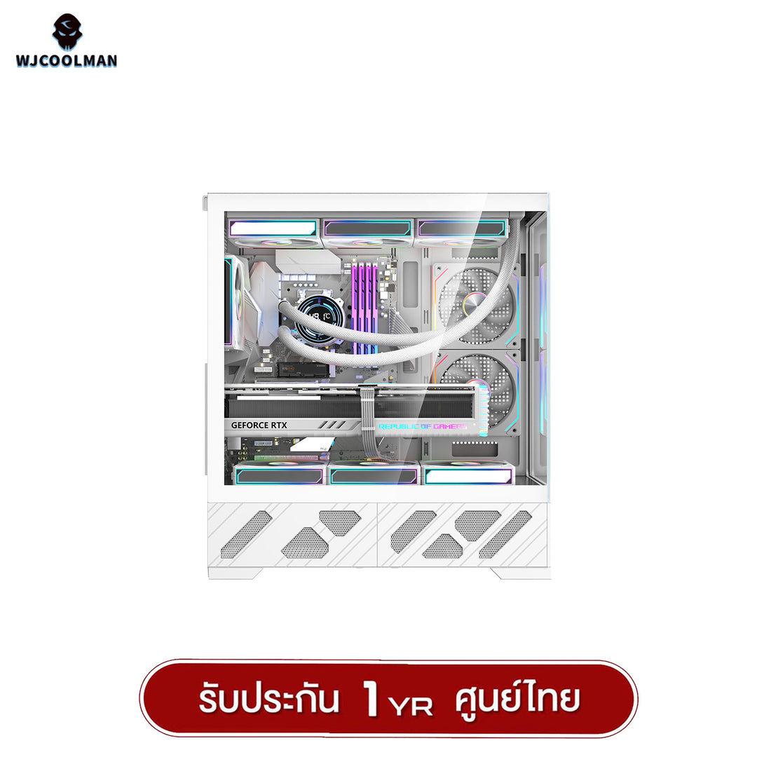 เคสคอมพิวเเตอร์ WJCOOLMAN 215 ATX-X LCD-SubScreen Panorama Tempered Glass Gaming Case รับประกัน 1 ปี