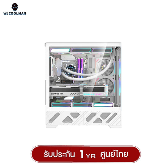 เคสคอมพิวเเตอร์ WJCOOLMAN 215 ATX-X LCD-SubScreen Panorama Tempered Glass Gaming Case รับประกัน 1 ปี