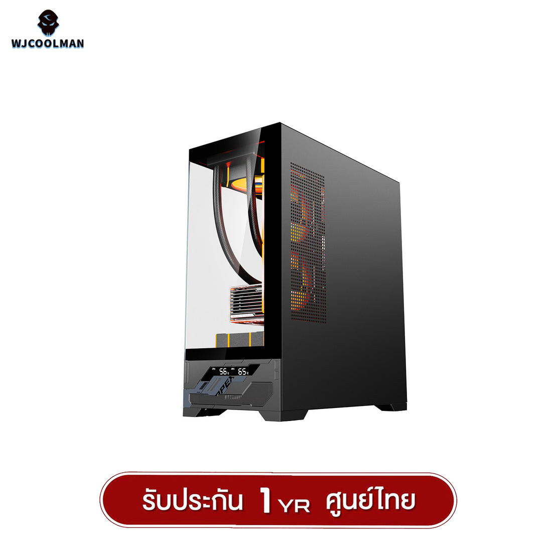 เคสคอมพิวเเตอร์ WJCOOLMAN Mille ATX Analog Screen Panorama Tempered Glass Gaming Case รับประกัน 1 ปี