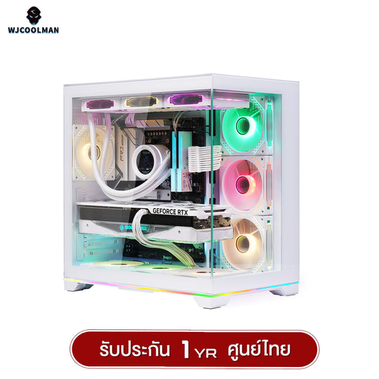 WJCOOLMAN เคสคอมพิวเเตอร์ (No FAN) (AIO360) NightDancer Plus RGB ATX Panorama Tempered Gaming Case รับประกัน 1 ปี