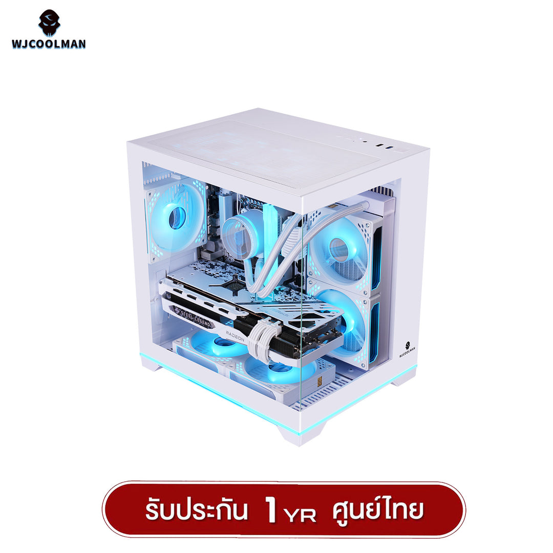 เคสคอมพิวเเตอร์ (No FAN) (AIO240) WJCOOLMAN NightDancer Mini RGB MATX Panorama Tempered Gaming Case รับประกัน 1 ปี