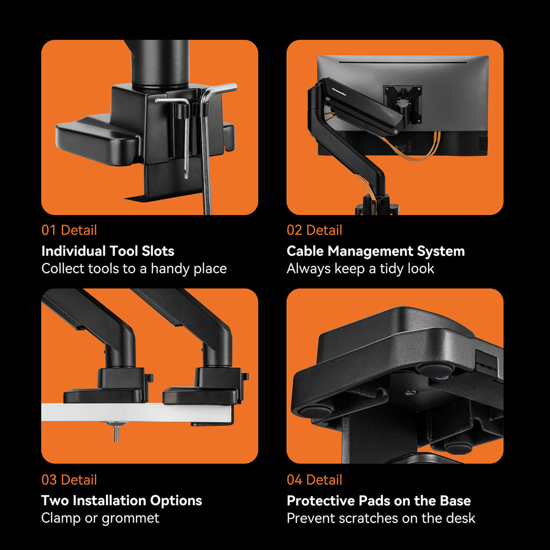 ขาตั้งจอมอนิเตอร์ Humanmotion T9-1B/T9-2B Heavy-Duty Single/Dual Monitor Arm | รับน้ำหนักได้ 18kg/15kg รับประกัน 3 ปี