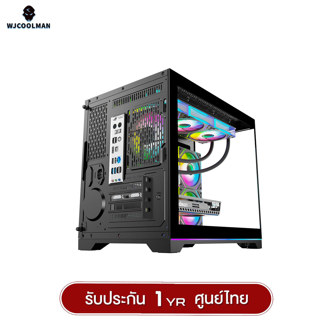 เคสคอมพิวเเตอร์ (No FAN) (AIO360) WJCOOLMAN NightDancer RGB MATX Panorama Tempered Gaming Case รับประกัน 1 ปี