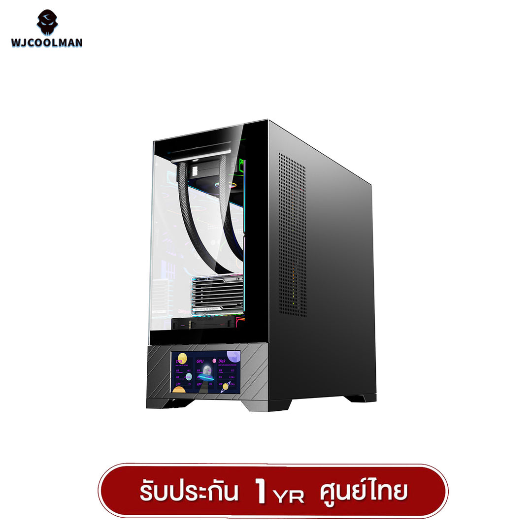 เคสคอมพิวเเตอร์ WJCOOLMAN 215 MATX-X LCD-SubScreen Panorama Tempered Glass Gaming Case รับประกัน 1 ปี