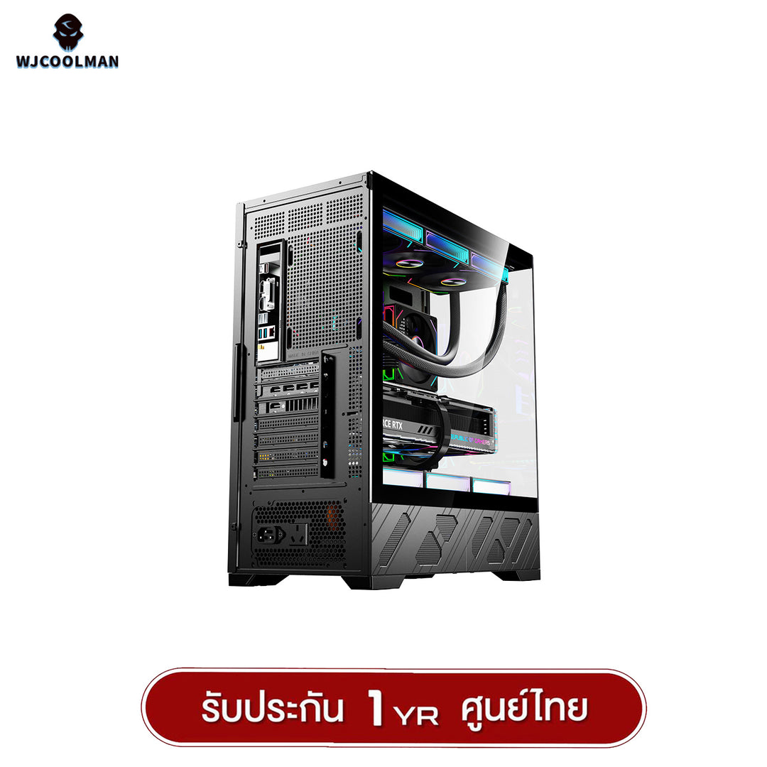 เคสคอมพิวเเตอร์ WJCOOLMAN 215 ATX-X LCD-SubScreen Panorama Tempered Glass Gaming Case รับประกัน 1 ปี