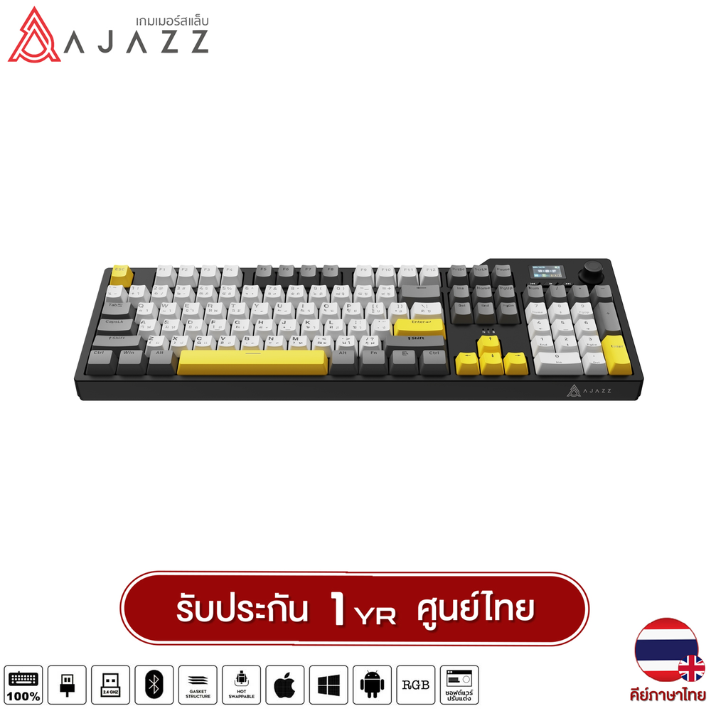 Ajazz AK35IV2 104Key TFT Screen Gasket Hotswap Tri-Mod Mechanical Keyboard