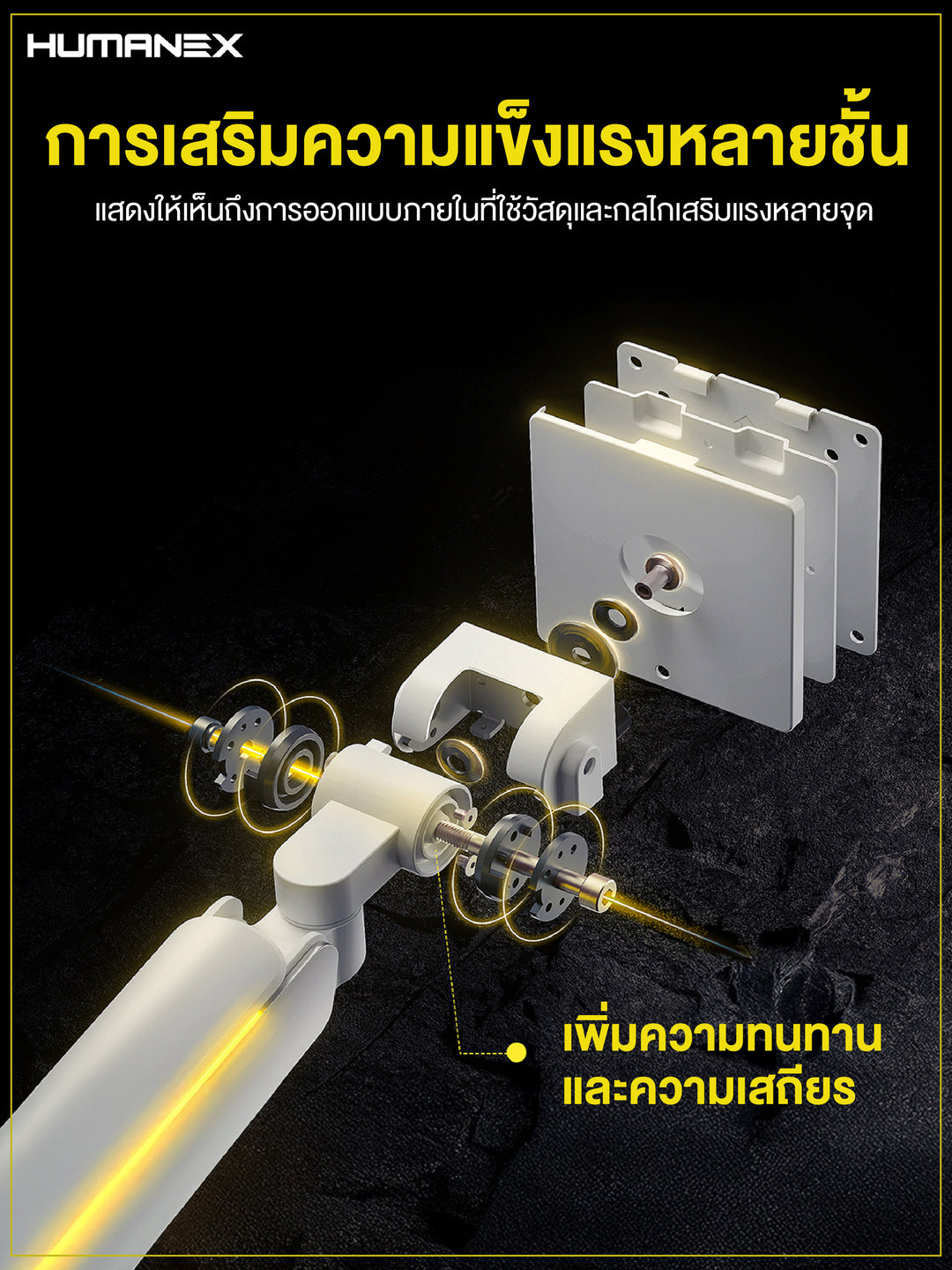 ขาตั้งจอมอนิเตอร์ Humanex T18-1W Brilliance Angel RGB Gaming Monitor Arm | สำหรับจอ 17-45 นิ้ว รับประกัน 3 ปี